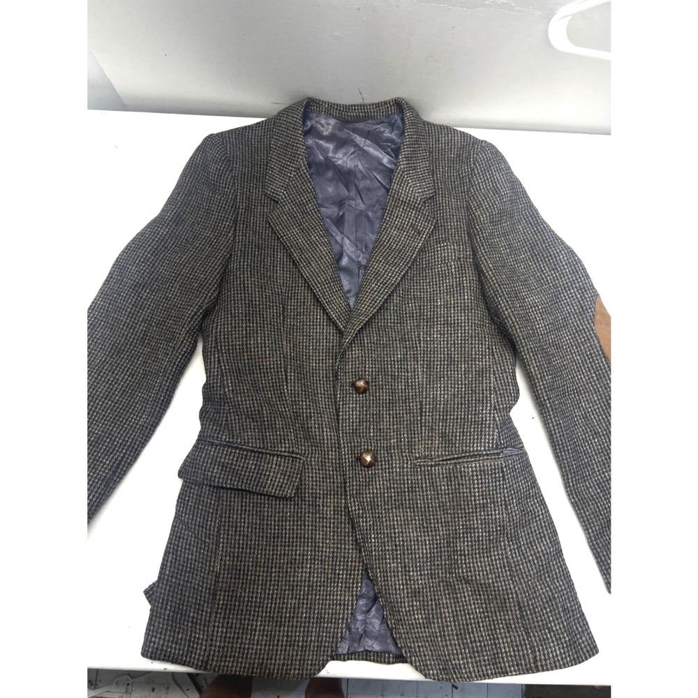 Rupert's Paris London Vintage Tweed Blazer Preppy Plaid Suede Elbow Sport Coat
